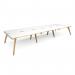 Fuze triple back to back desks 4800mm x 1600mm with oak legs - white underframe, white top with oak edging FZ4816-WH-WO