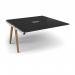 Fuze boardroom table add on unit 1600mm x 1600mm with central cutout 272mm x 132mm with oak legs - white underframe, black top FZBT1616-AB-CO-WH-BK