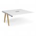 Fuze boardroom table add on unit 1600mm x 1600mm with central cutout 272mm x 132mm with oak legs - white underframe, white top FZBT1616-AB-CO-WH-WH