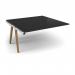 Fuze boardroom table add on unit 1600mm x 1600mm with oak legs - white underframe, black top FZBT1616-AB-WH-BK