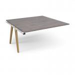 Fuze boardroom table add on unit 1600mm x 1600mm - white frame and grey oak top FZBT1616-AB-WH-GO