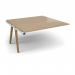 Fuze boardroom table add on unit 1600mm x 1600mm with oak legs - white underframe, kendal oak top FZBT1616-AB-WH-KO