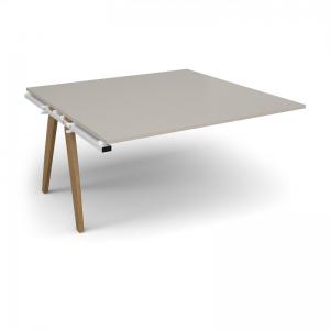 Fuze boardroom table add on unit 1600mm x 1600mm with oak legs - white