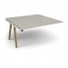 Fuze boardroom table add on unit 1600mm x 1600mm with oak legs - white underframe, light grey top FZBT1616-AB-WH-LG