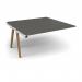 Fuze boardroom table add on unit 1600mm x 1600mm with oak legs - white underframe, onyx grey top FZBT1616-AB-WH-OG