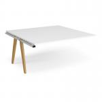 Fuze boardroom table add on unit 1600mm x 1600mm with oak legs - white underframe, white top FZBT1616-AB-WH-WH