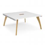Fuze square boardroom table 1600mm x 1600mm with central cutout 272mm x 132mm - white frame and white top