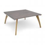 Fuze boardroom table starter unit 1600mm x 1600mm - white frame and grey oak top FZBT1616-SB-WH-GO