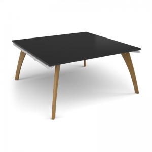 Fuze square boardroom table 1600mm x 1600mm with oak legs - white