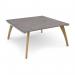 Fuze square boardroom table 1600mm x 1600mm with oak legs - white underframe, grey oak top FZBT1616-WH-GO