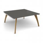 Fuze square boardroom table 1600mm x 1600mm with oak legs - white underframe, onyx grey top FZBT1616-WH-OG