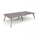 Fuze rectangular boardroom table 3200mm x 1600mm with 2 cutouts 272mm x 132mm - white frame and grey oak top