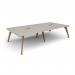 Fuze rectangular boardroom table 3200mm x 1600mm with 2 cutouts 272mm x 132mm with oak legs - white underframe, light grey top FZBT3216-CO-WH-LG