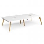 Fuze rectangular boardroom table 3200mm x 1600mm with 2 cutouts 272mm x 132mm - white frame and white top