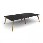 Fuze rectangular boardroom table 3200mm x 1600mm with oak legs - white underframe, black top FZBT3216-WH-BK