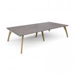Fuze rectangular boardroom table 3200mm x 1600mm - white frame and grey oak top FZBT3216-WH-GO