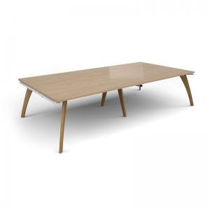 Fuze rectangular boardroom table 3200mm x 1600mm with oak legs - white