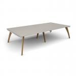 Fuze rectangular boardroom table 3200mm x 1600mm with oak legs - white underframe, light grey top FZBT3216-WH-LG