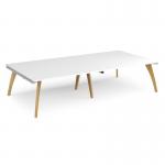 Fuze rectangular boardroom table 3200mm x 1600mm with oak legs - white underframe, white top FZBT3216-WH-WH