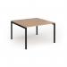 Connex Goal-Post 1200 x 1200 x 725mm Back to Back Desk (2 x 1200mm) - Black Frame Beech Top GCO1212-K-B
