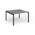 Connex Goal-Post 1200 x 1200 x 725mm Back to Back Desk (2 x 1200mm) - Black Frame Grey Oak Top GCO1212-K-GO