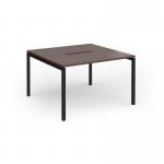 Connex Goal-Post 1200 x 1200 x 725mm Back to Back Desk (2 x 1200mm) - Black Frame Walnut Top GCO1212-K-W