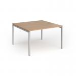 Connex Goal-Post 1200 x 1200 x 725mm Back to Back Desk (2 x 1200mm) - Silver Frame Beech Top GCO1212-S-B