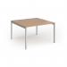 Connex Goal-Post 1200 x 1200 x 725mm Back to Back Desk (2 x 1200mm) - Silver Frame Beech Top GCO1212-S-B