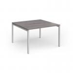 Connex Goal-Post 1200 x 1200 x 725mm Back to Back Desk (2 x 1200mm) - Silver Frame Grey Oak Top GCO1212-S-GO