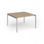 Connex Goal-Post 1200 x 1200 x 725mm Back to Back Desk (2 x 1200mm) - Silver Frame Kendal Oak Top GCO1212-S-KO
