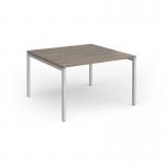 Connex Goal-Post 1200 x 1200 x 725mm Back to Back Desk (2 x 1200mm) - Silver Frame Nebraska Oak Top GCO1212-S-NO