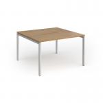 Connex Goal-Post 1200 x 1200 x 725mm Back to Back Desk (2 x 1200mm) - Silver Frame Oak Top GCO1212-S-O