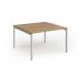 Connex Goal-Post 1200 x 1200 x 725mm Back to Back Desk (2 x 1200mm) - Silver Frame Oak Top GCO1212-S-O