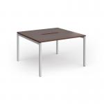 Connex Goal-Post 1200 x 1200 x 725mm Back to Back Desk (2 x 1200mm) - Silver Frame Walnut Top GCO1212-S-W