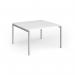 Connex Goal-Post 1200 x 1200 x 725mm Back to Back Desk (2 x 1200mm) - Silver Frame White Top GCO1212-S-WH