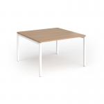 Connex Goal-Post 1200 x 1200 x 725mm Back to Back Desk (2 x 1200mm) - White Frame Beech Top GCO1212-WH-B