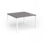 Connex Goal-Post 1200 x 1200 x 725mm Back to Back Desk (2 x 1200mm) - White Frame Grey Oak Top GCO1212-WH-GO
