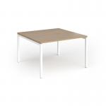 Connex Goal-Post 1200 x 1200 x 725mm Back to Back Desk (2 x 1200mm) - White Frame Kendal Oak Top GCO1212-WH-KO