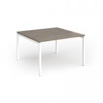 Connex Goal-Post 1200 x 1200 x 725mm Back to Back Desk (2 x 1200mm) - White Frame Nebraska Oak Top GCO1212-WH-NO