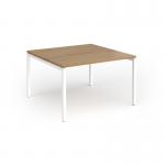 Connex Goal-Post 1200 x 1200 x 725mm Back to Back Desk (2 x 1200mm) - White Frame Oak Top GCO1212-WH-O