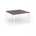 Connex Goal-Post 1200 x 1200 x 725mm Back to Back Desk (2 x 1200mm) - White Frame Walnut Top GCO1212-WH-W
