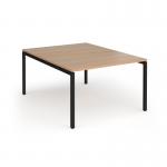 Connex Goal-Post 1200 x 1600 x 725mm Back to Back Desk (2 x 1200mm) - Black Frame Beech Top GCO1216-K-B