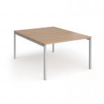 Connex Goal-Post 1200 x 1600 x 725mm Back to Back Desk (2 x 1200mm) - Silver Frame Beech Top GCO1216-S-B