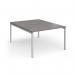 Connex Goal-Post 1200 x 1600 x 725mm Back to Back Desk (2 x 1200mm) - Silver Frame Grey Oak Top GCO1216-S-GO