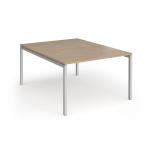 Connex Goal-Post 1200 x 1600 x 725mm Back to Back Desk (2 x 1200mm) - Silver Frame Kendal Oak Top GCO1216-S-KO