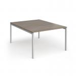 Connex Goal-Post 1200 x 1600 x 725mm Back to Back Desk (2 x 1200mm) - Silver Frame Nebraska Oak Top GCO1216-S-NO