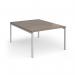 Connex Goal-Post 1200 x 1600 x 725mm Back to Back Desk (2 x 1200mm) - Silver Frame Nebraska Oak Top GCO1216-S-NO