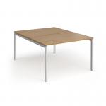 Connex Goal-Post 1200 x 1600 x 725mm Back to Back Desk (2 x 1200mm) - Silver Frame Oak Top GCO1216-S-O