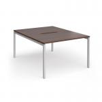 Connex Goal-Post 1200 x 1600 x 725mm Back to Back Desk (2 x 1200mm) - Silver Frame Walnut Top GCO1216-S-W