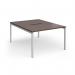 Connex Goal-Post 1200 x 1600 x 725mm Back to Back Desk (2 x 1200mm) - Silver Frame Walnut Top GCO1216-S-W